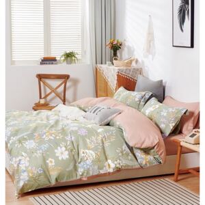 Lenjerie de pat din bumbac de calitate, cu motiv floral 3 părți: 1buc 160 cmx200 + 2buc 70 cmx80