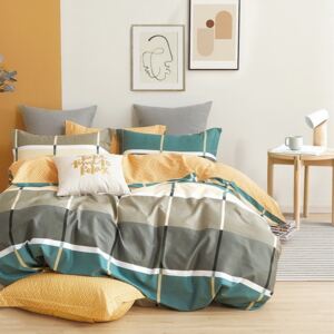 Lenjerie de pat elegantă din bumbac în carouri 3 părți: 1buc 160 cmx200 + 2buc 70 cmx80