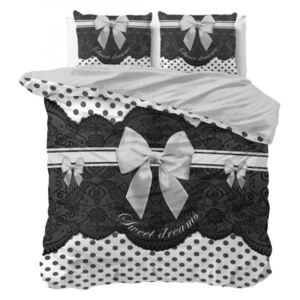 Lenjerie de pat romantică din bumbac alb-negru 200 x 220 cm 200x220