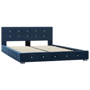 Cadru de pat, albastru, 120 x 200 cm, catifea