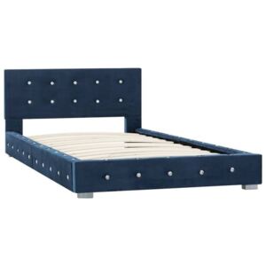 Cadru de pat, albastru, 90 x 200 cm, catifea