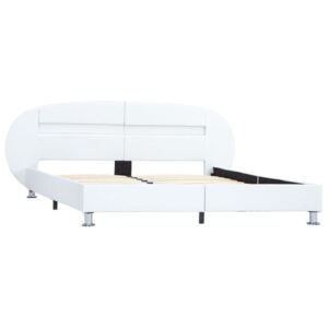 Cadru de pat cu LED, alb, 120 x 200 cm, piele ecologică