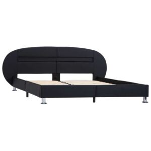 Cadru de pat cu LED, negru, 120 x 200 cm, piele ecologică
