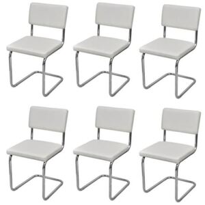 Set 6 scaune din piele artificială, design modern, alb