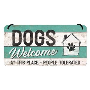 Placă metalică decorativă de perete Postershop Dogs Welcome
