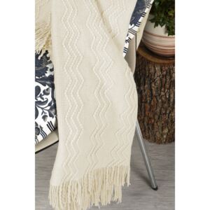 Pătură tricotată Merilyn Ecru alb 170 cm