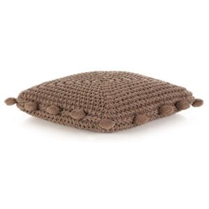 Pernă de podea tricotată, maro, 50 x 50 cm, bumbac, pătrat
