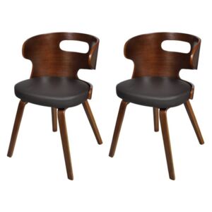 Set de 2 scaune tapitate, maro/negre, 68,5 x 49,5 x 52 cm