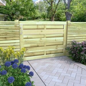 Poartă de grădină, verde, 100 x 75 cm, lemn de pin tratat FSC