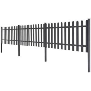 Gard din țăruși WPC cu stâlpi, 3 buc, 6 m 80 cm, gri