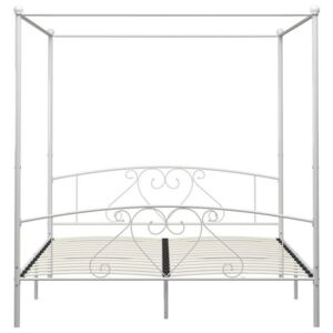 Cadru de pat cu baldachin, alb, 180 x 200 cm, metal