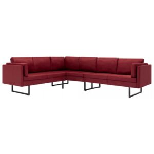 Canapea de colț roșu vin material textil