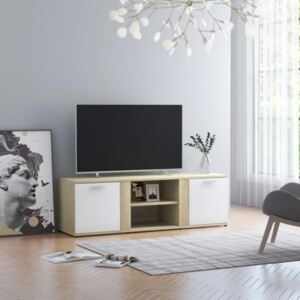 Comodă TV alb și stejar Sonoma 120 x 34 x 37 cm PAL