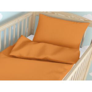 Goldea lenjerie pătuț din bumbac pentru copii - portocaliu 90 x 140 a 50 x 70 cm