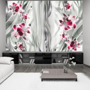 Fototapet - Pink orchid in platinum 400x280 cm
