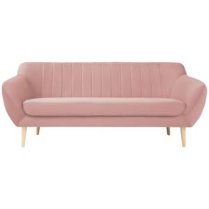 Canapea cu 3 locuri și picioare de culoare deschisă Mazzini Sofas Sardaigne, roz deschis