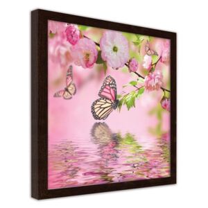 CARO Imagine în cadru - Butterfly Among Flowers 30x30 cm Maro