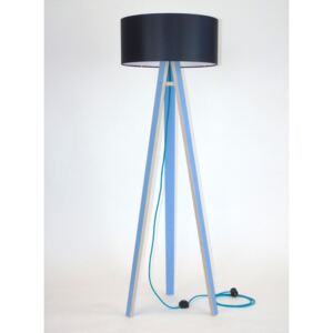 Lampadar albastru cu abajur negru și cablu turcoaz Ragaba Wanda