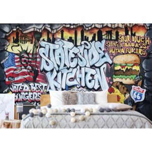 Fototapet - Graffiti Street Art Stateside Kitchen Vliesová tapeta - 368x254 cm