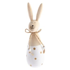 Decorațiune din lemn cu detalii albe Dakls Happy Easter Hare, înălțime 48 cm