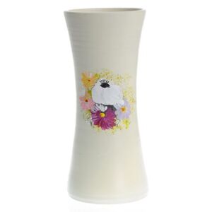 Vaza din ceramica alba cu flori multicolore 29 cm