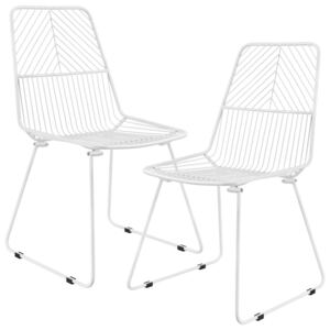 [en.casa]® Scaun metalic design "Sofia" (set doua bucati) - scaun bucatarie - alb