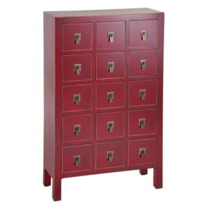 Dulap living AUXILIARE FURNITURE 15 DRAWERS RED WAX 63 X 26 X 104,50 CM
