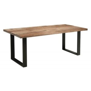 Masa dining maro/neagra din lemn si metal 90x200 cm Iron Craft Invicta Interior
