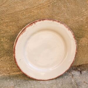 Farfurie de desert Vintage din ceramica crem 22 cm