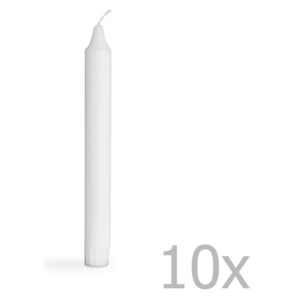Set 10 lumânări înalte Kähler Design Candlelights, înălțime 20 cm, alb