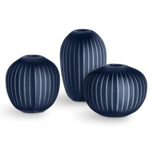Set 3 vaze din ceramică Kähler Design Hammershoi Miniature, albastru închis