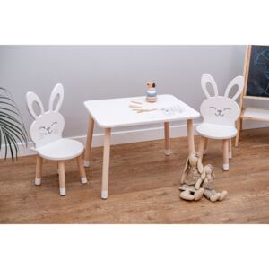 Masă pentru copii cu scaune - Iepure - albă Kids table set - Rabbit