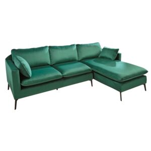 Canapea cu colt verde din catifea si metal 260 cm Famous Invicta Interior