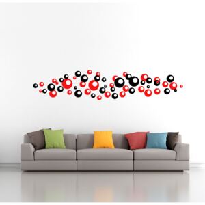 Bubbles bicolour - autocolant de perete Negru și roșu 2 x 30 x 30 cm