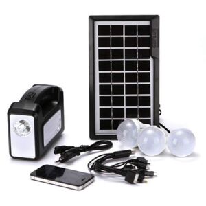 Kit solar GD-Lite 3 este dotat cu dispozitive USB cu 3 becuri si leduri