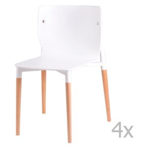 Set 4 scaune cu picioare din lemn sømcasa Alisia, alb