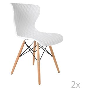 Set 2 scaune cu picioare din lemn de fag, White Label Crow, alb