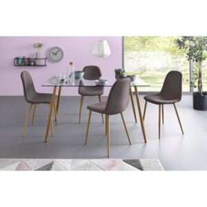 Set de 2 scaune Miller, tesatura/metal/decor stejar, antracit, 44x52x87 cm