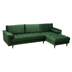 Canapea cu colt din catifea verde 260cm Cozy Dark Green