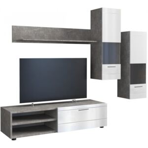 Set de mobilier pentru living, raft pentru pereți, dulapuri, comoda TV, culoare de beton