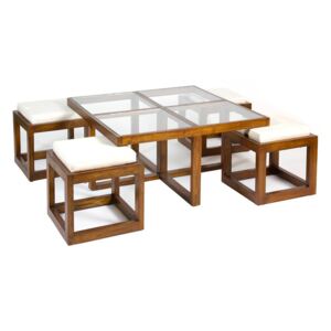 Set masă de cafea și 4 scaune din lemn mindi Santiago Pons Abirad