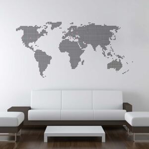 World map from dots - autocolant de perete Negru 200 x 100 cm