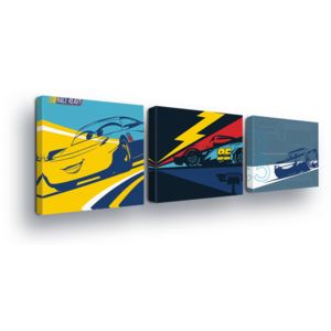 Tablou - Disney Blue Cars Trio 3 x 25x25 cm