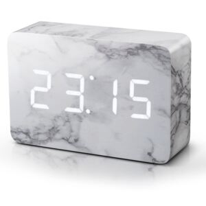 Ceas LED cu aspect de marmură Gingko Brick Marble Click Clock, alb