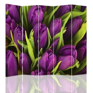 CARO Paravan - Burgundy Tulips | cinci păr?i | reversibil 180x180 cm