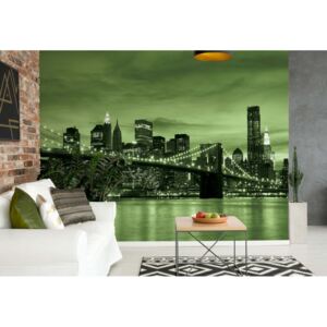 Fototapet - City Brooklyn Bridge New York Green Vliesová tapeta - 368x254 cm