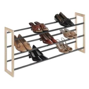 Pantofar cu 3 rafturi Standen Homs, negru/natur, 100 x 60 cm, metal/lemn