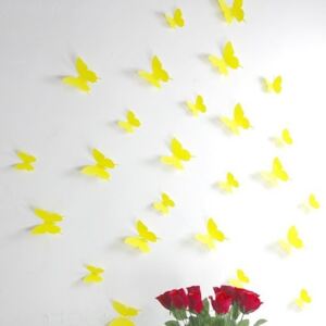 Set 12 autocolante cu efect 3D Ambiance Butterflies, galben