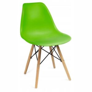Scaun stil scandinav, plastic, lemn, verde, 45x55x79.5 cm