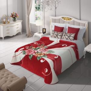 Cuvertură de pat roșie flori 5136 220x240 cm